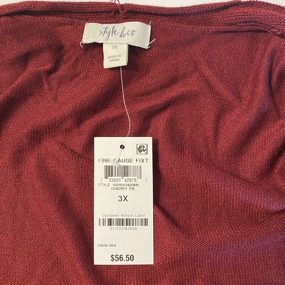 Style & Co plus size cardigan Rayon w pockets Red womens 3x NWT y8 - Picture 4 of 7